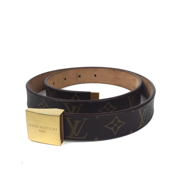 Louis Vuitton Accessories - Louis Vuitton Classic Monogram Belt With Gold